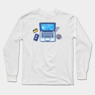 Laptop With Coffee And Phone Long Sleeve T-Shirt